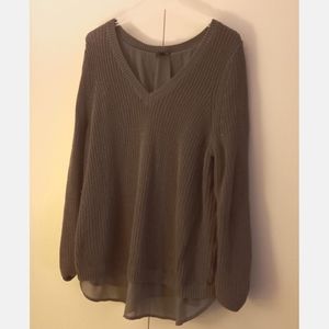 Gray Lace Up Back Knit Sweater Torrid